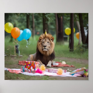 Geburtstagsfeier Löwe Fotografie Hintergrund Poster