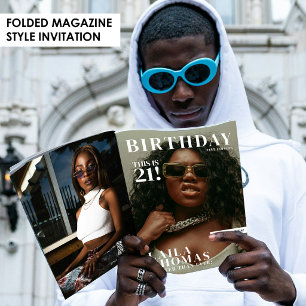 Geburtstagsfeier-Magazin-Cover-Fotos Einladung