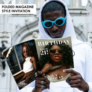 Geburtstagsfeier-Magazin-Cover-Fotos Einladung