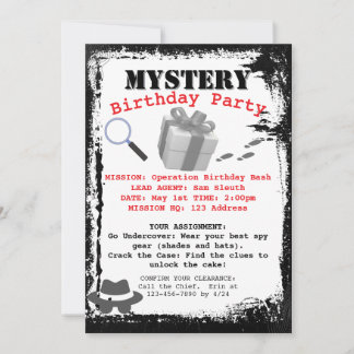 Geburtstagsfeier-Mission für Mystery Sleuth Einladung