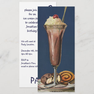 Geburtstagsfeier mit alten Desserts und Schokolade Einladung