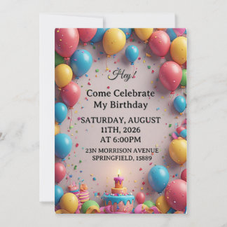 Geburtstagsfeier mit Ballons Einladung