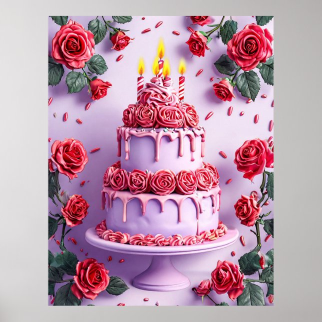 Geburtstagsfeier mit Candlelit Cake Poster (Vorne)