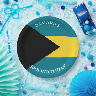 Geburtstagsfeier mit der Flagge der Bahamas Pappteller