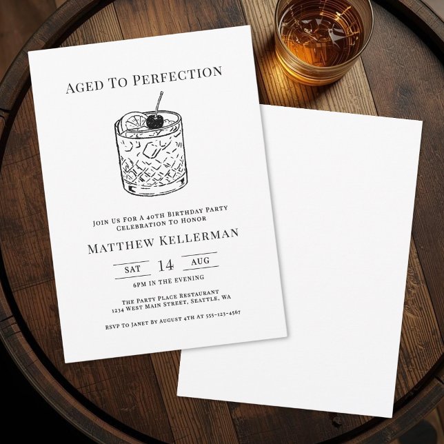 Geburtstagsfeier 'Mit der Zeit gereift' Einladung (Aged To Perfection Birthday Party Invitation )