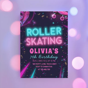 Geburtstagsfeier mit Glow Roller Skating Neonlic Einladung