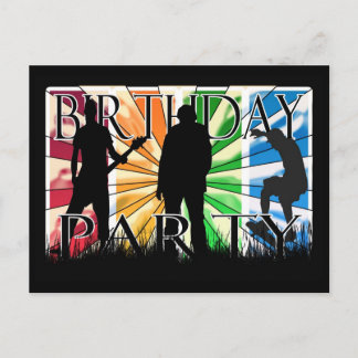 Geburtstagsfeier mit Skater, Gitarrist Einladungspostkarte