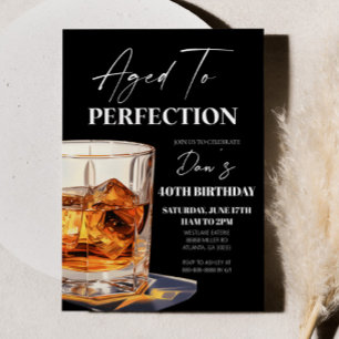 Geburtstagsfeier mit Whiskyglas 'Aged To Perfectio Einladung
