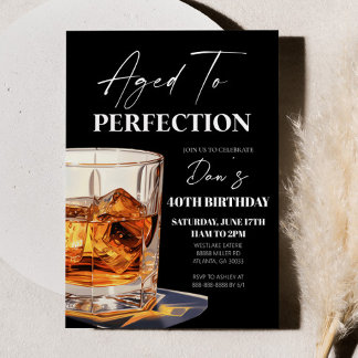 Geburtstagsfeier mit Whiskyglas 'Aged To Perfectio Einladung