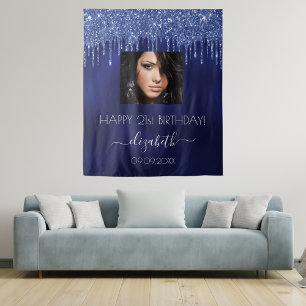 Geburtstagsfeier navyblaue Glittertropfen Foto Wandteppich