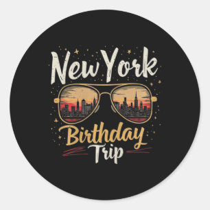 Geburtstagsfeier New York Reise Nyc Skyline Des Runder Aufkleber