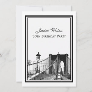 Geburtstagsfeier NYC Skyline Brooklyn Bridge #2 Einladung