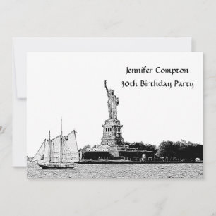Geburtstagsfeier NYC-Skyline mit geätztem Freiheit Einladung