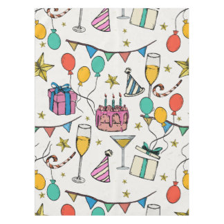 Geburtstagsfeier Party Luftballons Kuchen Champagn Tischdecke