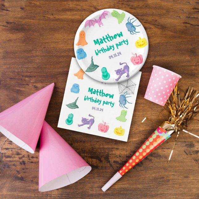 Geburtstagsfeier-Platte zu Halloween Serviette (Halloween-themed birthday party Paper Plate Napkins
)