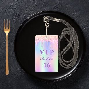 Geburtstagsfeier Regenbogen Glitter Name VIP Einla Ausweis
