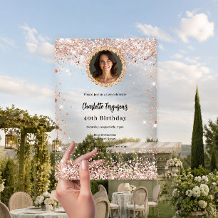 Geburtstagsfeier Rose Gold Diamant Foto klar Acryleinladungen