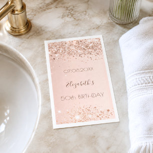 Geburtstagsfeier rose-gold Konfetti Serviette