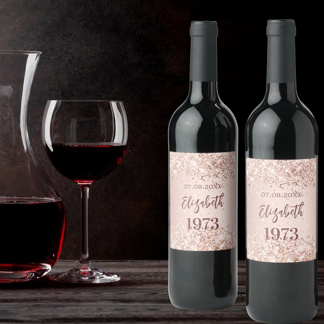 Geburtstagsfeier Rose Weinetikett (Von Creator hochgeladen)