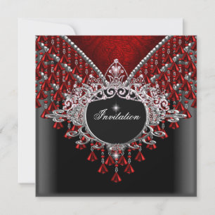 Geburtstagsfeier Rot Schwarz Silber Einladung