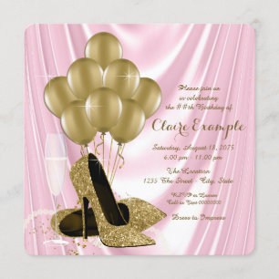 Geburtstagsfeier-Satin aus Rosa und Gold für Damen Einladung