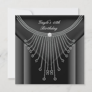 Geburtstagsfeier Schwarze Halskette Juwel Diamant Einladung