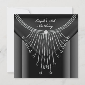 Geburtstagsfeier Schwarze Halskette Juwel Diamant Einladung