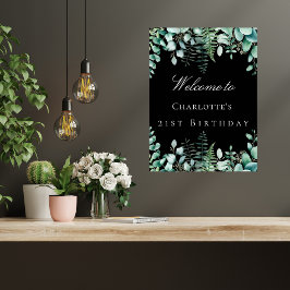 Geburtstagsfeier Schwarzer Eukalyptus-Wald willkom Poster