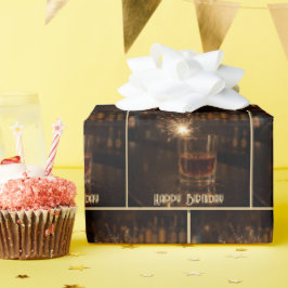 Geburtstagsfeier-Sparkler in einem Glas Whiskey Geschenkpapier