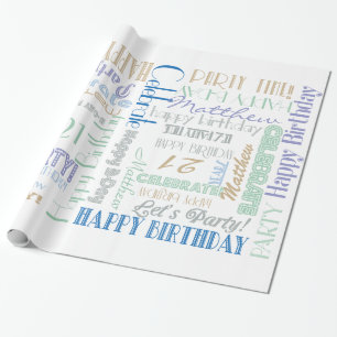 Geburtstagsfeier! Subtile Kundenname und Alter Geschenkpapier