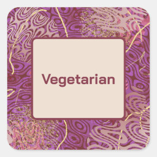 Geburtstagsfeier Vegetarisches Essen Ernährungsbed Quadratischer Aufkleber