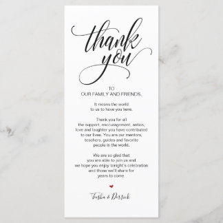 Geburtstagsfeier Vielen Dank Place Setting Card Programm