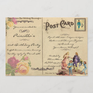 Geburtstagsfeier, vintage, im Stil alter Postkarte