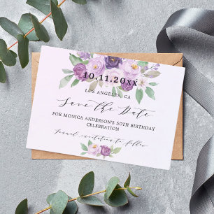 Geburtstagsfeier violette Blumen Save The Date