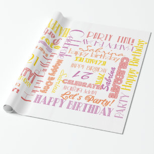 Geburtstagsfeier! Warmer Individuelle Name und Alt Geschenkpapier