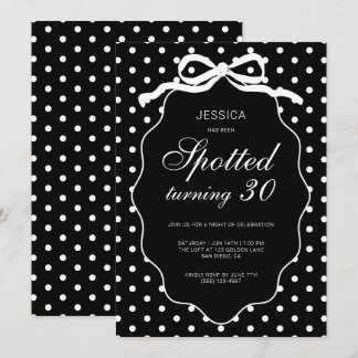 Geburtstagsfeier zum 30. mit Schleife und Punkten Einladung