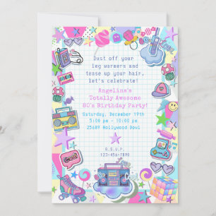 Geburtstagsfeier zum Thema 80, Roller Skate Party  Einladung
