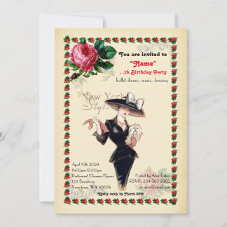 Geburtstagsfeierlerin Jegliches Alter,Gatsby-Stil, Einladung
