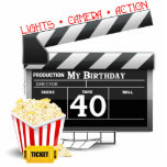 Geburtstagsfilm Geburtstagsparty Freistehende Fotoskulptur<br><div class="desc">40. Movie Geburtstag Party T - Shirt,  Gastgeschenke,  Karten,  Knöpfe für Ihre Movie-themed Geburtstagsparty. 40. Geburtstag Geschenke und Dekorationen mit Film-Filmklapboard,  Popcorn,  Lichter,  Kamera,  Action,  40. 40 Jahre alte Geschenke für Menschen ab 40.</div>
