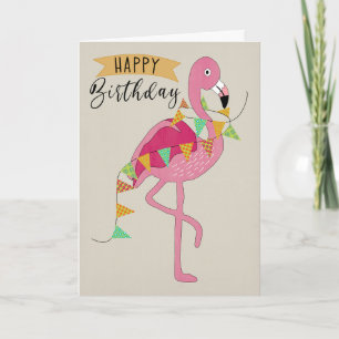 Geburtstagsflamingo mit Banner Karte