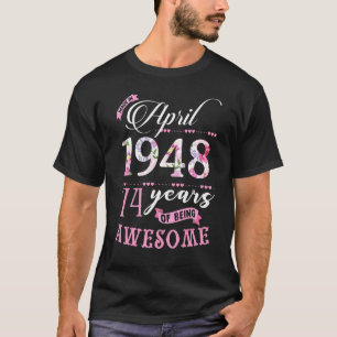 Geburtstagsfloral für Frauen Geboren im April 1944 T-Shirt