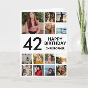 Geburtstagsfoto Collage 13 Fotos Schwarz-weiß Karte