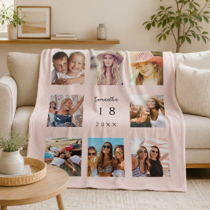 Geburtstagsfoto-Collage rosafarben Mädchen Frau Fleecedecke