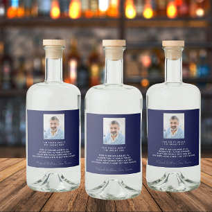 Geburtstagsfoto in Marineblau - Lustige Fakten Bio Alkoholflaschenetikett