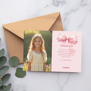Geburtstagsfoto Mädchen rosa Schleife Dankeskarte