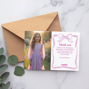 Geburtstagsfoto Mädchen Schleife weiß rosa Dankeskarte