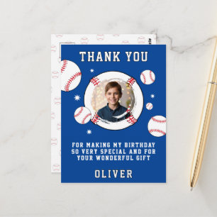 Geburtstagsfoto mit Baseballball-Motiv - Danke Postkarte