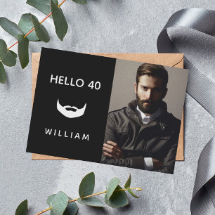 Geburtstagsfoto schwarzer weißer Bart Einladung