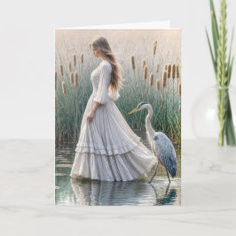 Geburtstagsfrau mit Blue Heron Karte