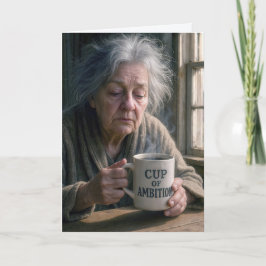 Geburtstagsfrau mit Dampfkasse Kaffee Karte